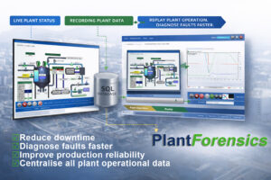PlantForensics plant playback screen showing historical replay and process trends